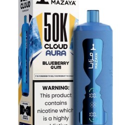 شيشة مزايا كلاود اورا الجاهزة 50000 بف توت ازرق علكة