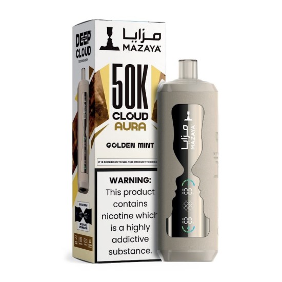 شيشة مزايا كلاود اورا الجاهزة 50000 بف جولدن مينت