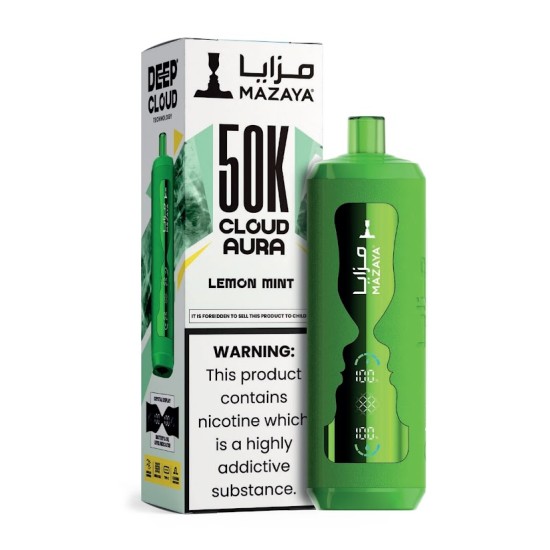 شيشة مزايا كلاود اورا الجاهزة 50000 بف ليمون نعناع