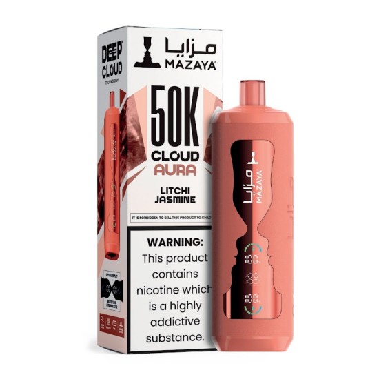 شيشة مزايا كلاود اورا الجاهزة 50000 بف ليتشي ياسمين