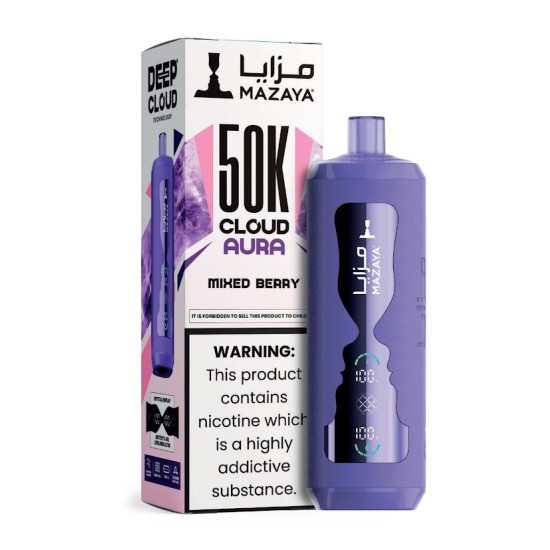 شيشة مزايا كلاود اورا الجاهزة 50000 بف مكس بيري