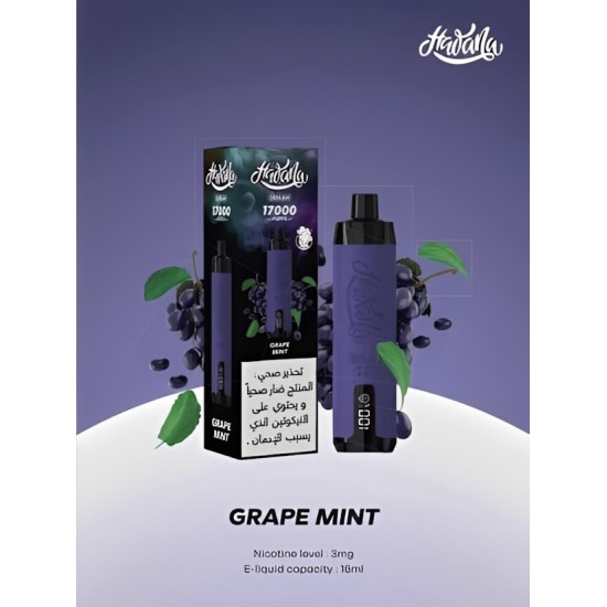 شيشة هوانا اوكا الجاهزة 17000 بف عنب نعناع