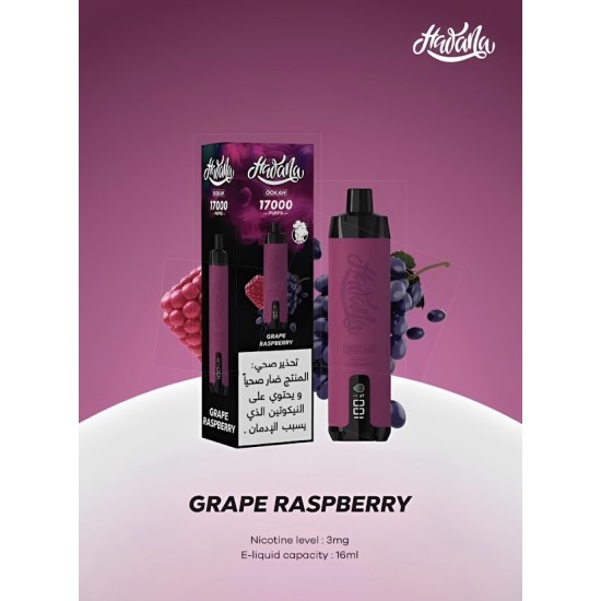 شيشة هوانا اوكا الجاهزة 17000 بف عنب توت