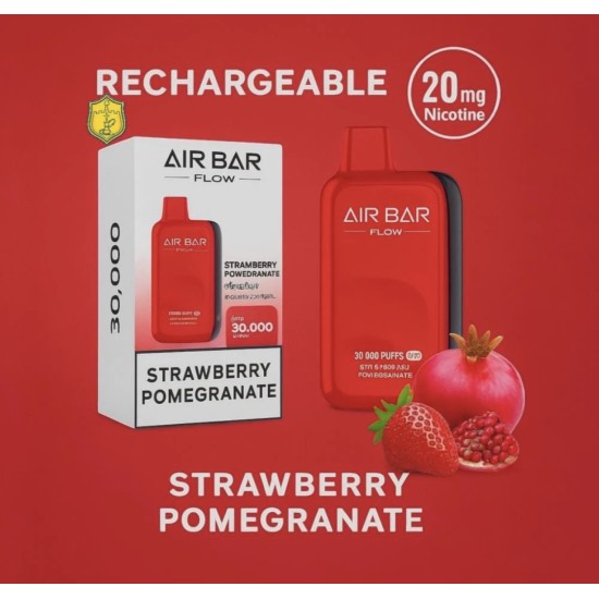 سحبة ايربار فلو الجاهزة 30000 بف فراولة رمان