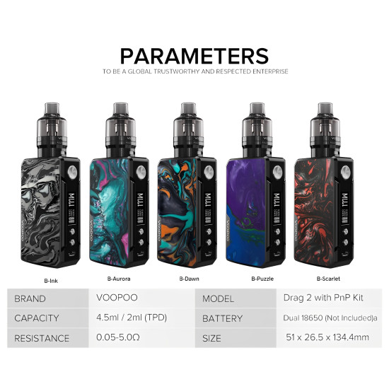 Voopoo Drag 2 Tank PNP Kit 177W Voopoo Drag 2 Tank PNP Kit 177W